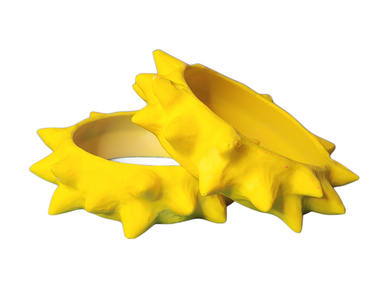 Florescent yellow spike bangles