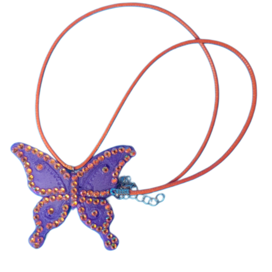 Purple butterfly necklace