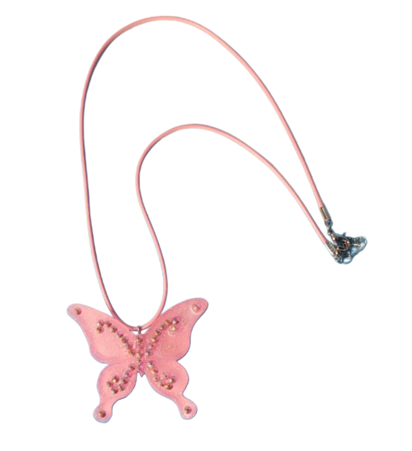 Pink butterfly necklace