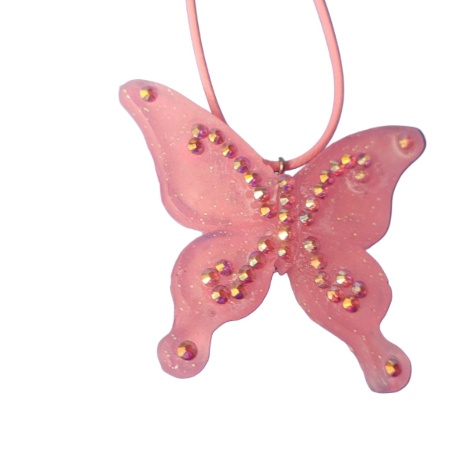 Pink butterfly necklace